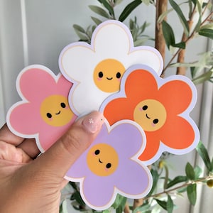 Smiley Face Flower Die Cut Sticker