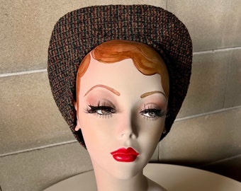 WINTER HALO HAT Tilt Hat 1930s 1940s 1950s inspired fascinator burlesque pinup rockabilly vintage retro repro wool multi colour