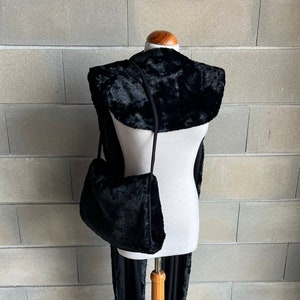 RESERVED! Don’t buy! BLACK CAPE Muff Handbag set Textured Velvet FauxFur Vintage inspired Hollywood Pinup 1940s 1950s Retro Repro Marilyn