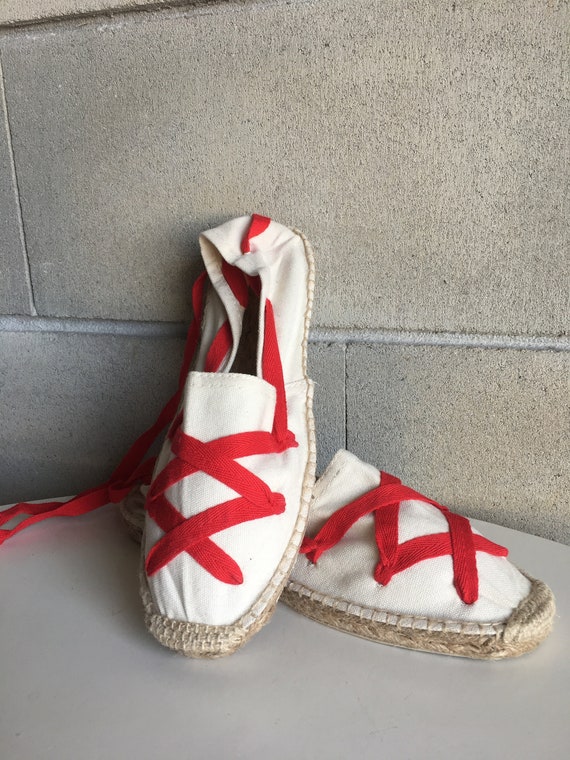 red and white espadrilles