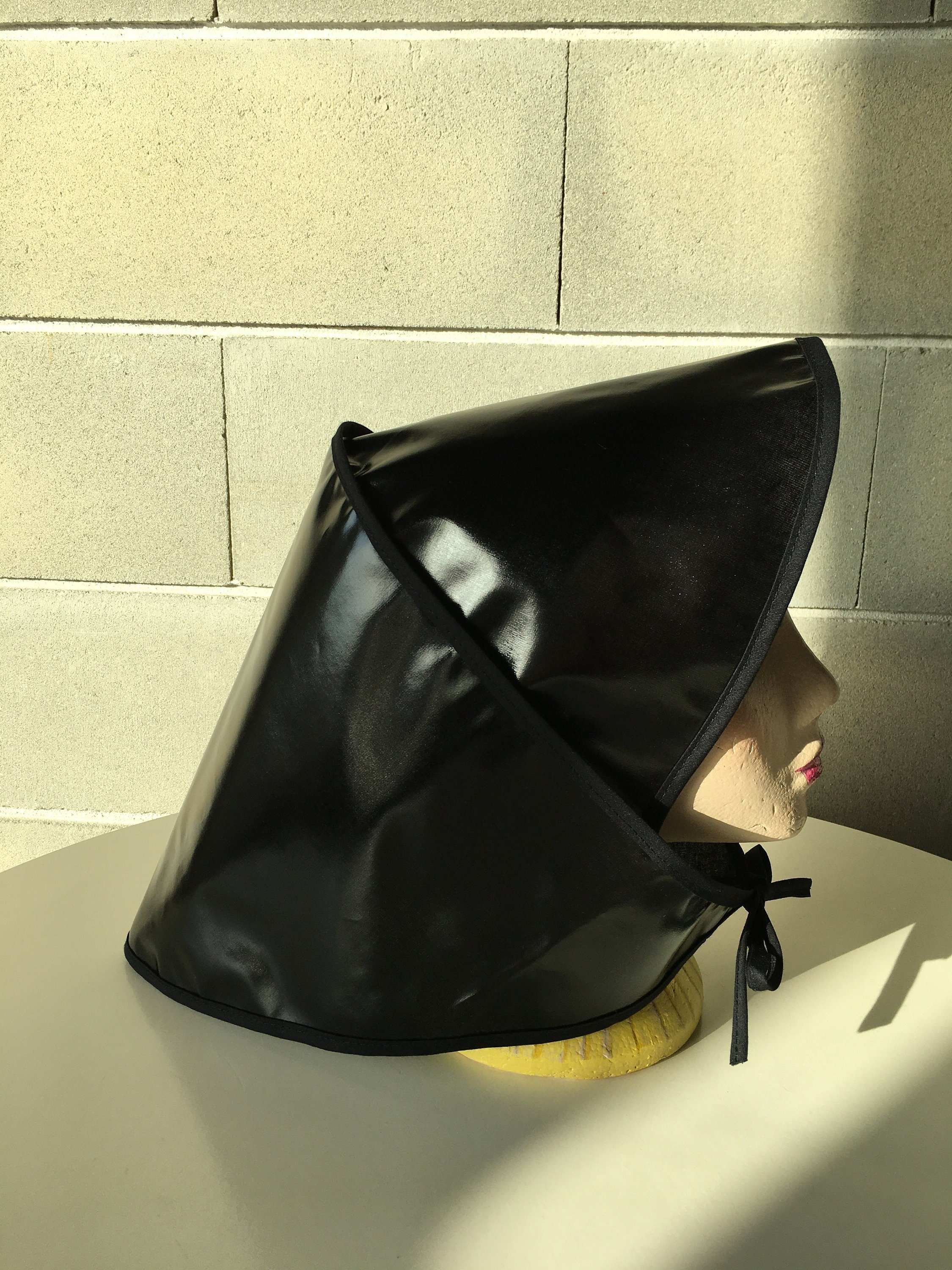 大特価放出！ RAIN CAP Hat Cap Bonnet Hood 1940s 1950s 1960s PVC Black 帽子