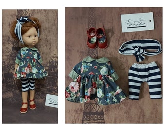 Clothes for custom doll Cotton doll dress with lace Vintage dress /& longsleev for Paola Reina doll
