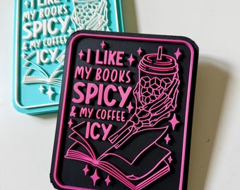 Spicy Books Icy Coffee Bookshelf Sign – Reader Decor, Bookish Nook Art