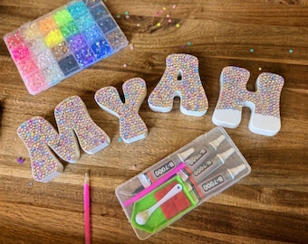 Custom Rhinestone Bedazzled Kit, Personalized Name Whimsy Maxxing Shelf or Wall Decor