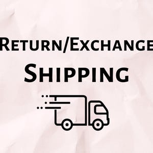 Może przedstawiać: Czarno-biała ilustracja ciężarówki dostawczej z tekstem "(RETURN/EXCHANGE) SHIPPING" nad nią.