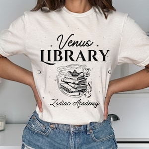 Venus Library T-shirt, OFFICIALLY LICENSED Zodiac Academy Merch, Tory and Darcy Vega T-shirt, The Orb, Jupiter Hall