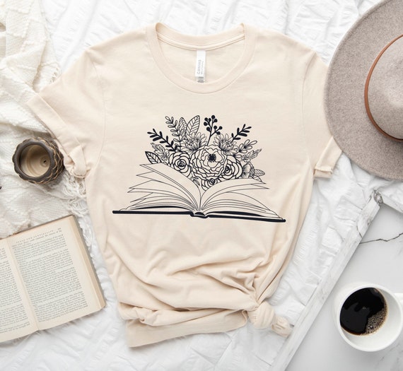 Book Flower Graphic Tee, Booklover Gift