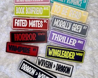 Bookshelf Decor Street Sign – Customizable Library Genre Trope