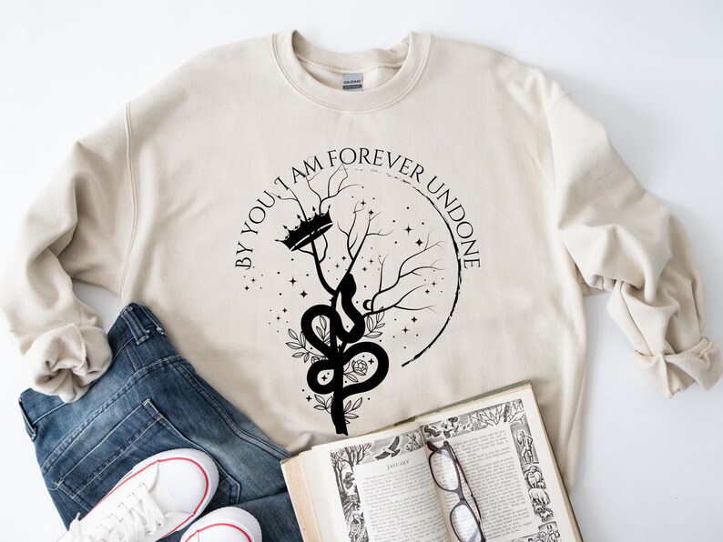 Cruel Prince Sweatshirt, By You Im Forever Undone Quote Crewneck, Holly Black Merch, Literary Sweatshirt, Wicked King Shirt image 2