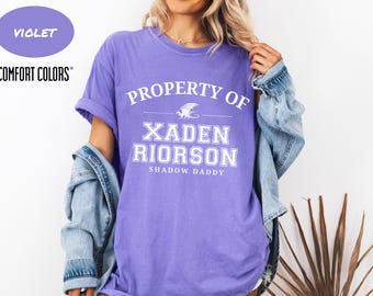 Property of Xaden Riorson COMFORT COLORS T-shirt Officially Licensed Fourth Wing Shirt, Rebecca Yarros Iron Flame Onyx Storm Shadow Daddy