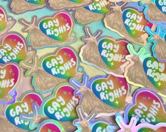 gay rights ~ snail holographic vinyl sticker