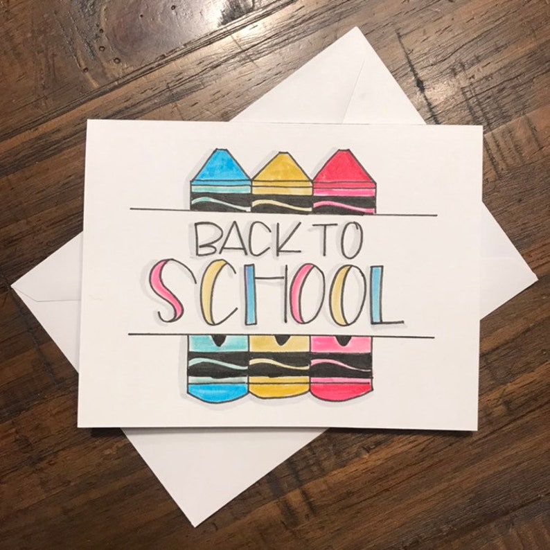 Back to School Card with Crayons image 0