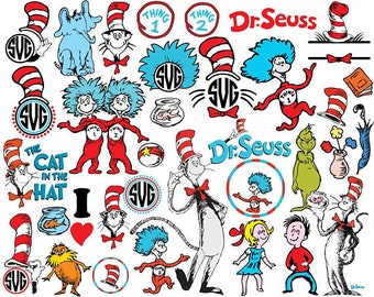 Cat in the Hat SVG, Cat in the Hat Files, Dr. Seuss Files, Cut Files Cricut Silhouette, Printable Decal, Dr Seuss Svg,, Clipart