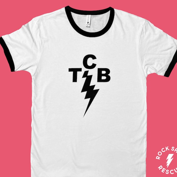 TCB Lightning Bolt T-Shirt Vintage Retro 1970s Style Ringer Men's / Unisex Official Elvis Logo Taking Care Of Business Shirt