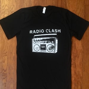 Radio Clash Boombox T-Shirt Unisex UK Punk Rock Retro Style Shirt - Black