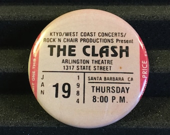 THE CLASH Concert Ticket Stub Pin Button Badge 2.25" Punk Rock Art Pinback