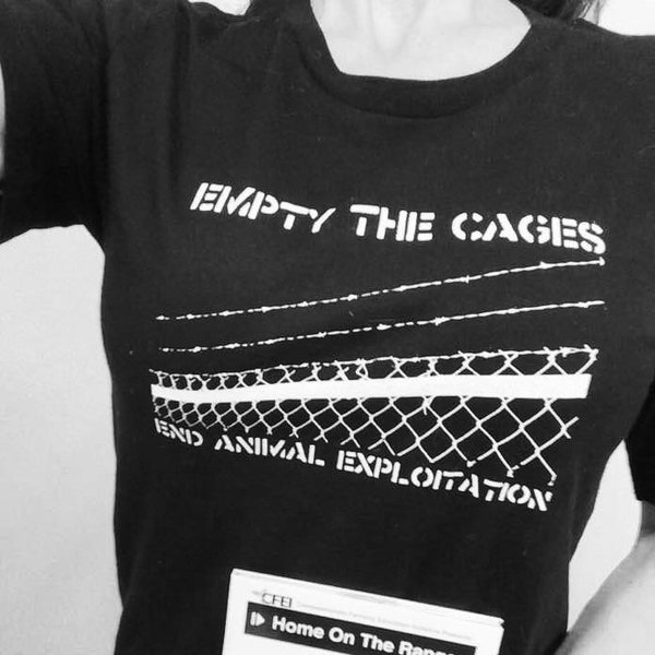 Empty The Cages, End Animal Exploitation Vegan Animal Rights Activism Protest T-Shirt Black Unisex Men's Women's