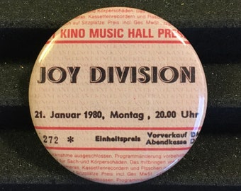 JOY DIVISION Concert Ticket Stub Pin Button Badge 2.25" Post-Punk Kino Music Hall Berlin Germany 1980