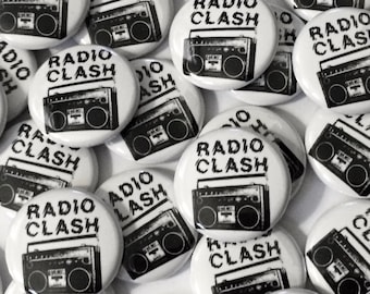 Radio Clash Boombox Button Pin Retro Punk Rock Band 1" Pinback Badge (Set of 3)