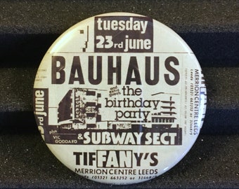 BAUHAUS Concert Ticket Stub Pin Button The Birthday Party Subway Sect 1981 UK Tour Badge