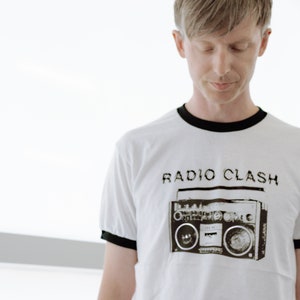 Radio Clash Boombox T-Shirt Unisex UK Punk Rock Retro 1970s 1980s Style Ringer Shirt image 2