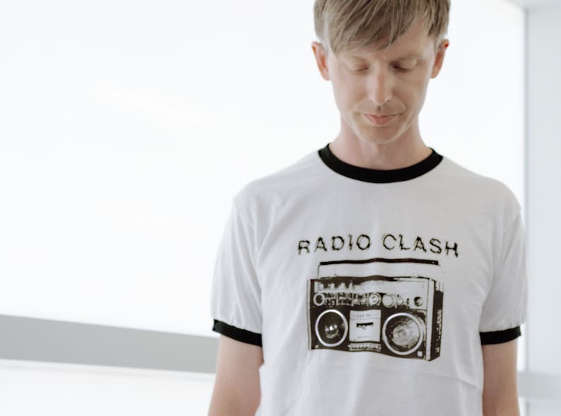 Radio Clash Boombox T-Shirt Unisex UK Punk Rock Retro 1970s 1980s Style Ringer Shirt image 2