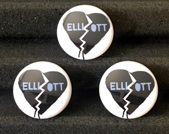 Elliott Smith Button Pin Badge "We Miss You" Broken Heart Portland Oregon Indie Rock PDX Outside In Benefit (Set Of 3 Metal Pins)