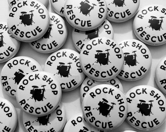 Rock Shop Rescue 1" Pinback Button Badge NYC Animal Rights Activism Punk Rock Pins Set of 3