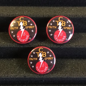 TCB Lightning Bolt 1&quot; Pinback Button Badge Retro Elvis Rock N Roll Pin Taking Care Of Business Faith Spirit Discipline (Set of 3)