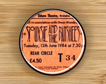 Siouxsie & The Banshees Concert Ticket Stub Pin Button Badge UK Tour 1984 Post-Punk Goth Rock