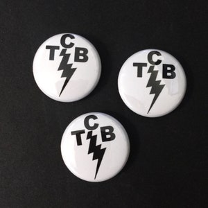 TCB Lightning Bolt 1 Pinback Button Badge Retro Elvis Rock N Roll Pin Taking Care Of Business Set of 3 image 1