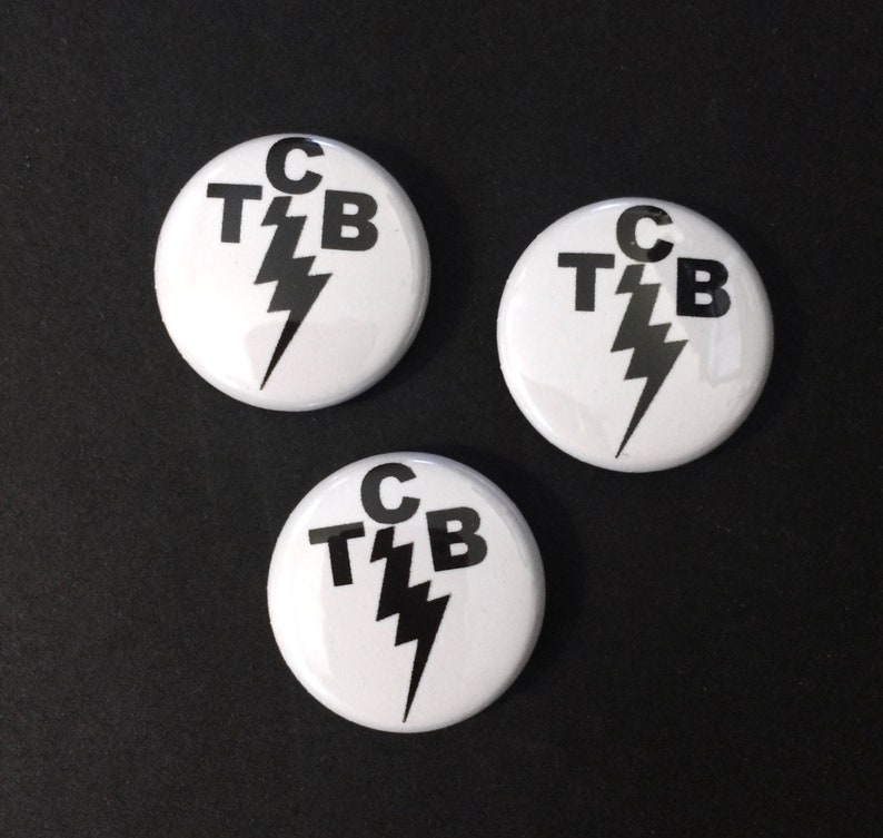 TCB Lightning Bolt 1 Pinback Button Badge Retro Elvis Rock N Roll Pin Taking Care Of Business Set of 3 image 1