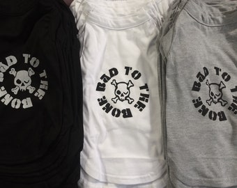 Bad To The Bone Skull Dog Shirt Punk Rock N Roll Metal Tier Ziege Kleidung Pet Top