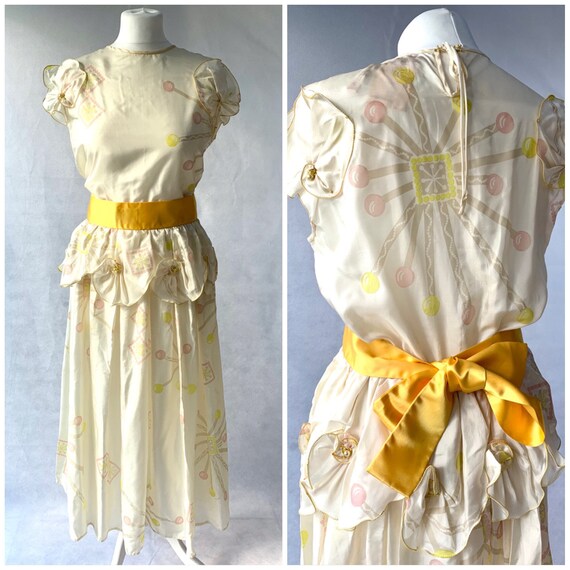 Vintage 1980's Zandra Rhodes Lollipop Print Silk D