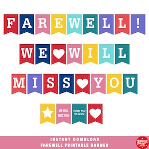 DIY Printable Banner Farewell Party Decor, We Will Miss You Banner, Retirement Decor, Going Away Party, Moving Celebrations Bunting Flag