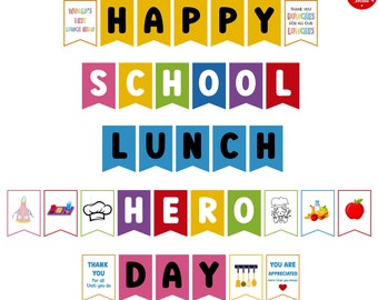 School Lunch Hero Printable Banner, Happy School Lunch Hero Day Banner, School Cafeteria Crew Staff Appreciation Decor, Thank You Banner
