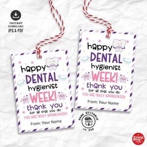 Etiqueta de presente para impressão da semana do higienista dental, etiqueta de agradecimento da semana do higienista dental, etiqueta de agradecimento ao higienista dental, etiqueta de presente para higienista