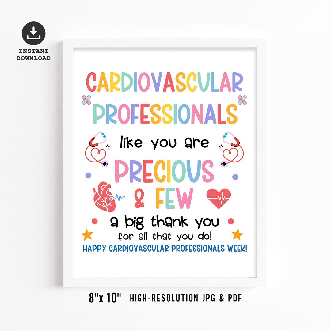 Cardiovascular Professionals Week Printable Sign, CVT Week Poster, Cath ...