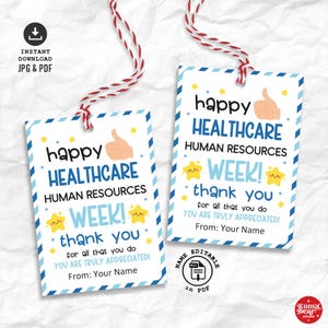 Etichetta stampabile per la settimana dei professionisti delle risorse umane in ambito sanitario, etichetta regalo per la settimana delle risorse umane in ambito sanitario, etichette stampabili per l'apprezzamento dei professionisti delle risorse umane in ambito sanitario
