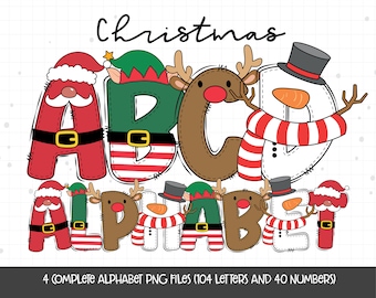 Christmas Alphabet PNG Bundle – Cute Letters and Numbers Clipart for Holiday Crafts