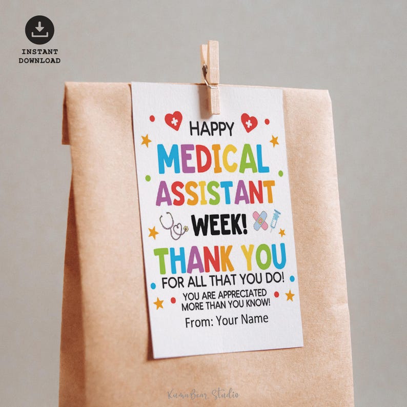 Medical Assistant Week Gift Tags – Printable MA Appreciation Thank You ...