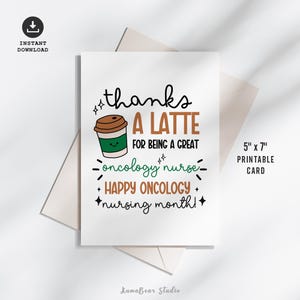 Oncologie verpleegkundige waardering wenskaart, oncologie verpleegkundige maandkaart afdrukbare, bedankkaart voor oncologie verpleegkundigen maand digitale download