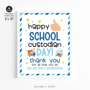 School Custodian & Grounds Appreciation Day Sign Printable - Thank You Poster for School Custodian Day Decor