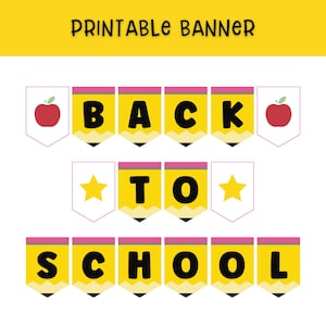 Back to School Printable Banner, First Day of School Banner, Welcome Back Banners & Signs Decoration, Classroom Bulletin Board Bunting