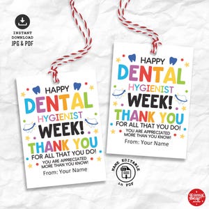 Etiqueta para impressão da semana do higienista dental, etiquetas para presente da semana do higienista dental, etiqueta de agradecimento à semana do higienista dental, etiqueta de presente de agradecimento ao higienista