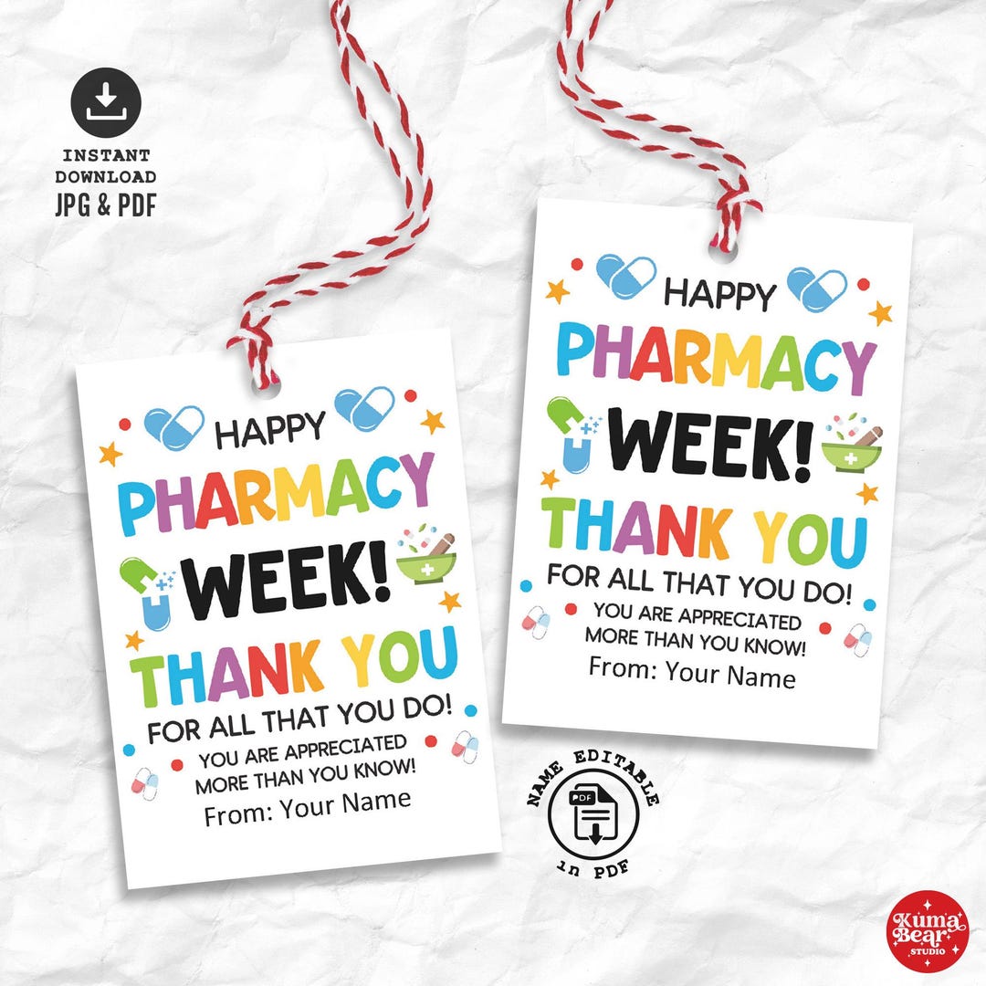 Pharmacy Week Gift Tags – Printable Appreciation Tags for Pharmacists ...