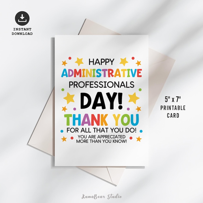 Administrative Professionals Day Thank You Card for Admin Assistant ...