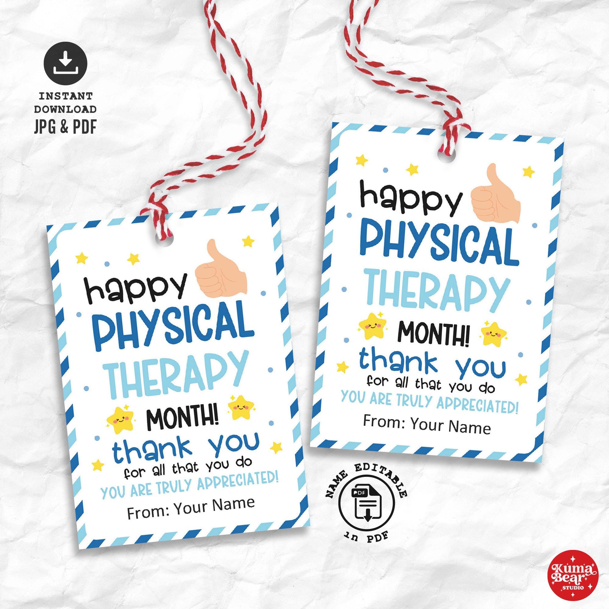Physical Therapy Month Tags – Printable PT Appreciation Thank You Gift ...