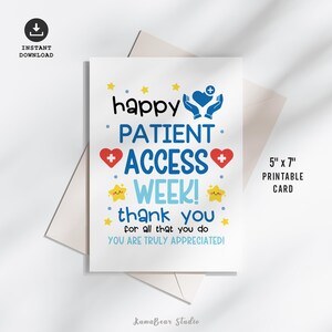 Afdrukbare kaart Patient Access Week, Patient Access Professional Appreciation Week Bedankkaart, Patient Access Week-cadeaubonnen