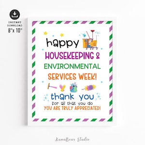 Housekeeping & Environmental Services Week Poster – EVS Staff Appreciation Thank You Sign Decor